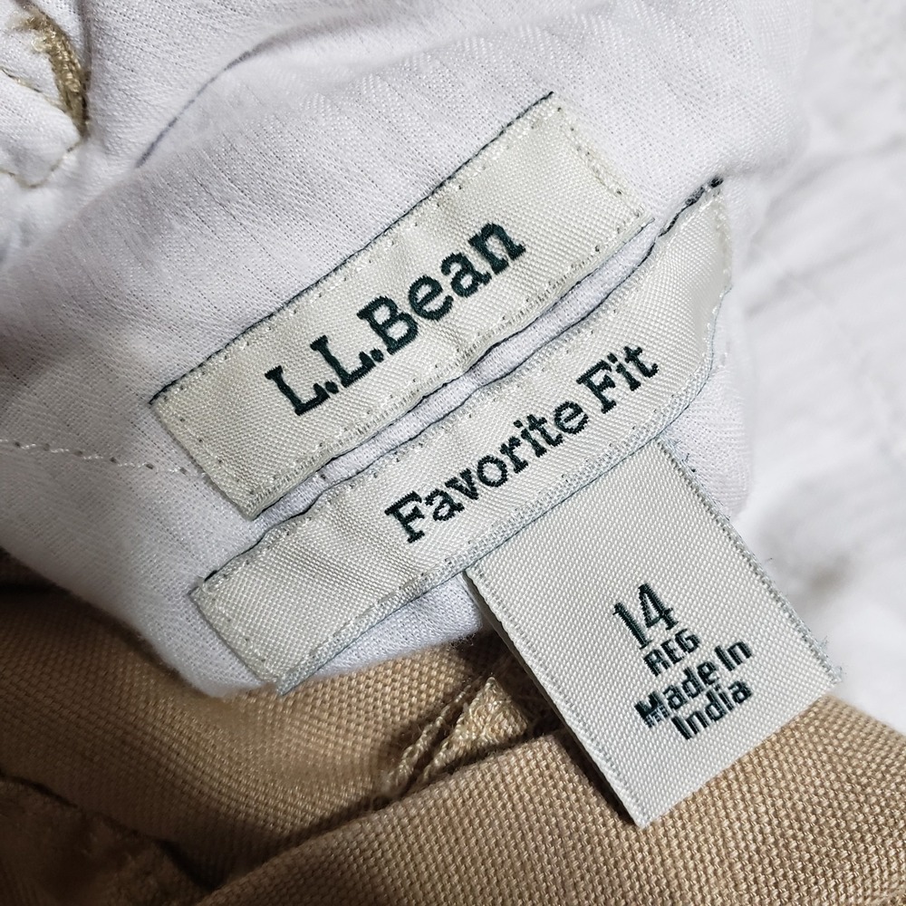 LL Bean Womens 14 Linen Blend Favorite Fit Cargo Pants Straight Leg 35" x 30" - Picture 7 of 10